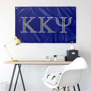 Kappa Kappa Psi Fraternity Flag - Blue, Silver Grey & White