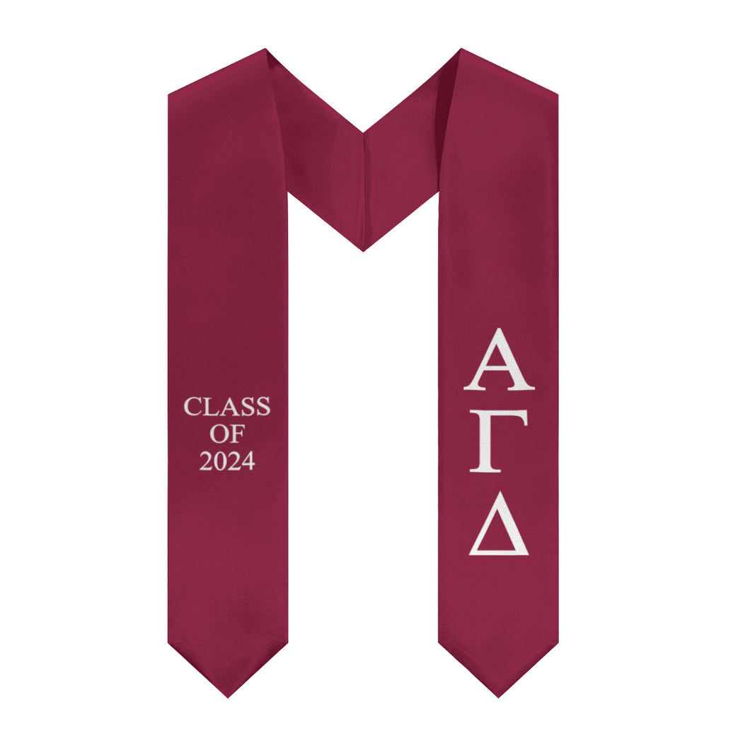 Alpha Gamma Delta Class of 2024 Sorority Stole - Secondary Red & White