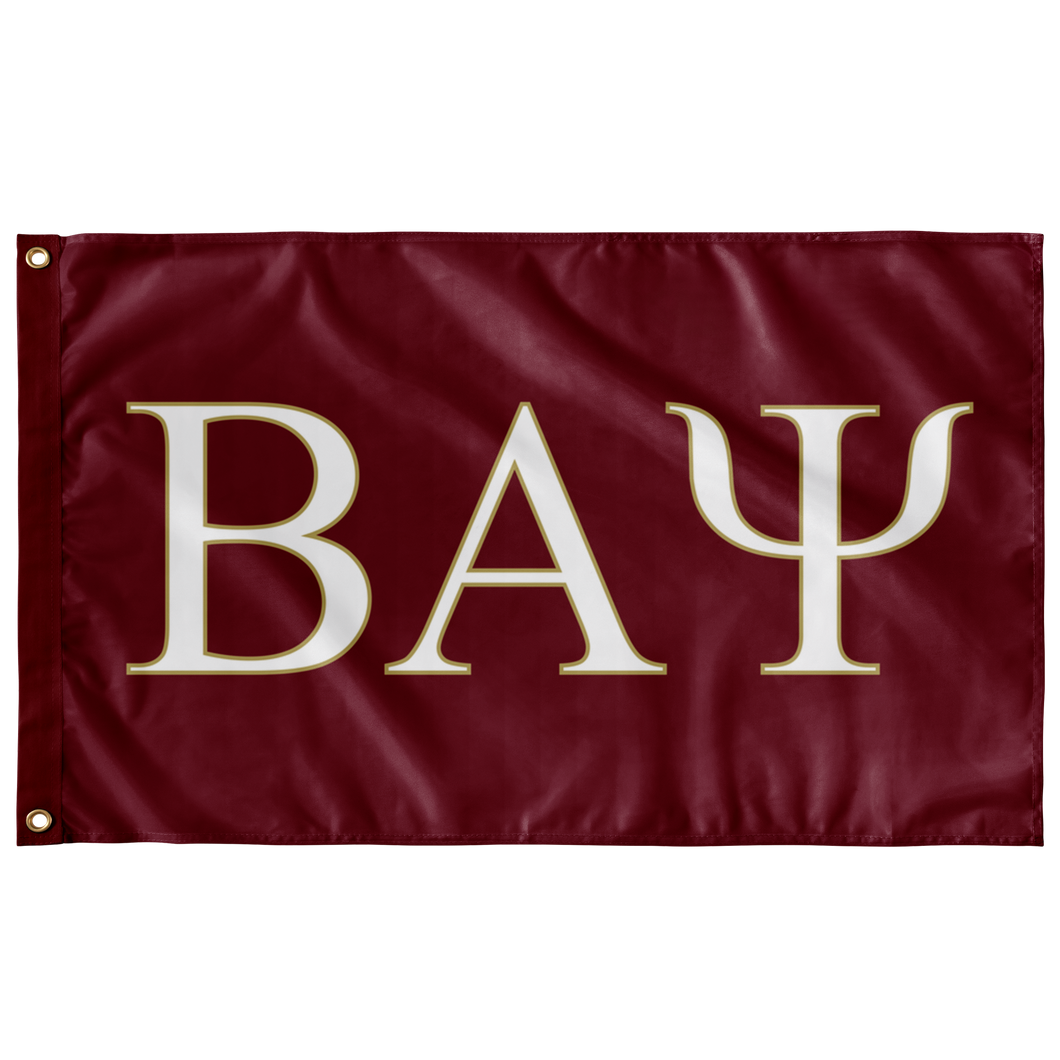 Beta Alpha Psi Fraternity Flag - Foliage Rose, White & Flax Gold