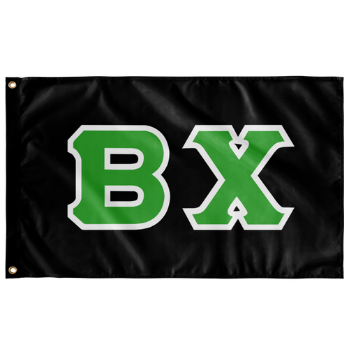 Beta Chi Greek Block Flag - Black, Bright Green & White