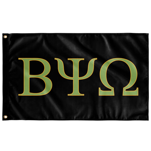Beta Psi Omega Sorority Flag - Black, Grass & Bright Yellow