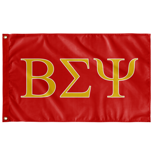 Beta Sigma Psi Fraternity Flag - Cardinal Red, Gold & White