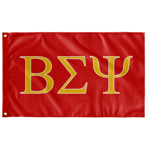 Beta Sigma Psi Fraternity Flag - Cardinal Red, Gold & White