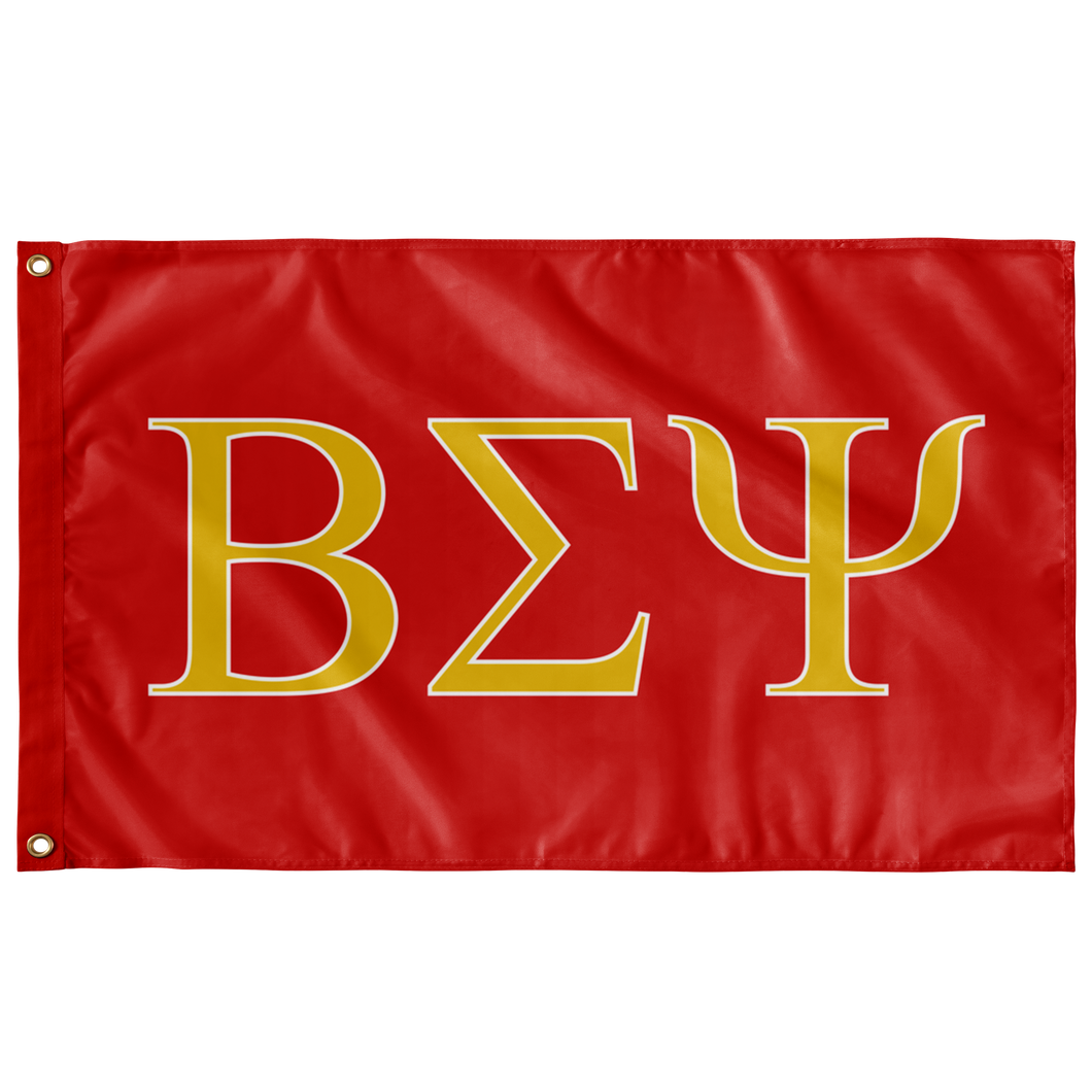 Beta Sigma Psi Fraternity Flag - Cardinal Red, Gold & White