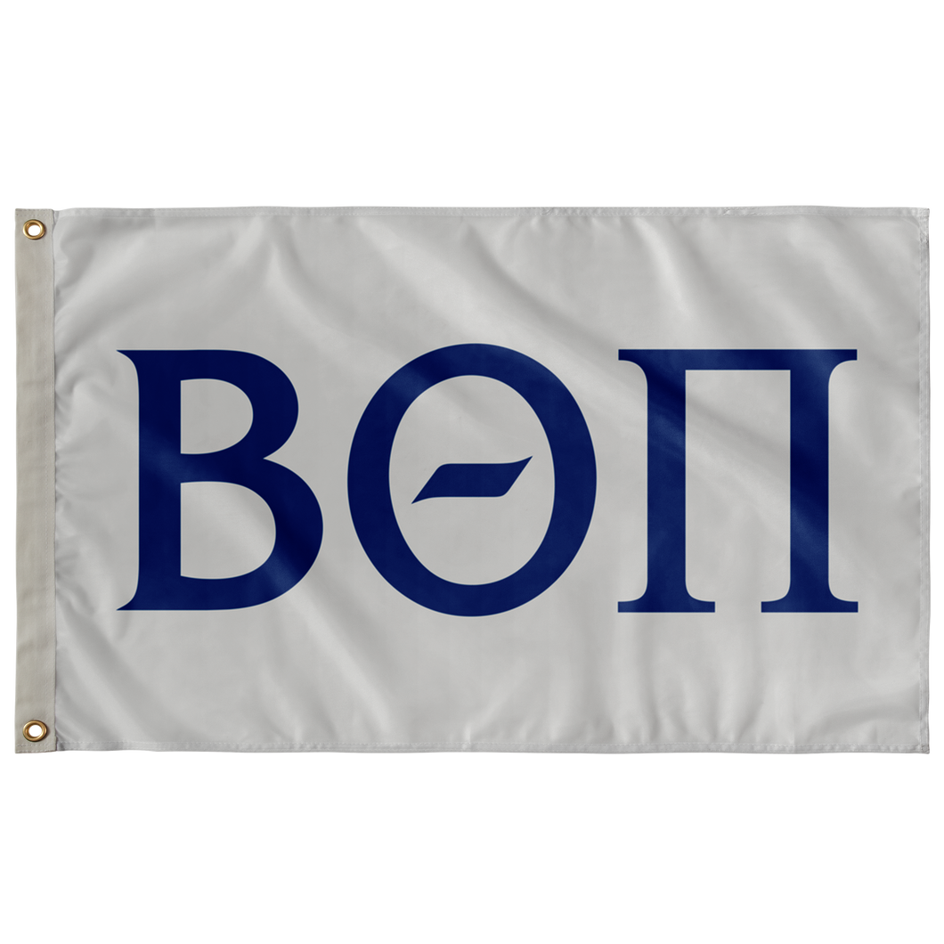 Beta Theta Pi Letter Flag -  Cool Grey - Dark Royal