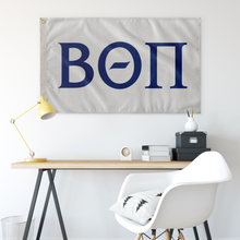 Load image into Gallery viewer, Beta Theta Pi Fraternity Letters Flag - Cool Grey &amp; Dark Royal