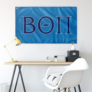 Beta Theta Pi Fraternity Letters Flag - Process Blue, Dark Royal & White