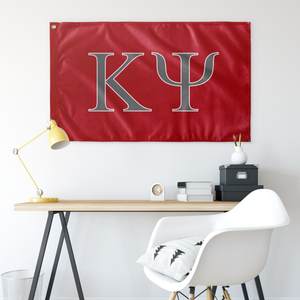 Kappa Psi Fraternity Flag - Red, Silver Grey & White