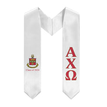 Load image into Gallery viewer, Alpha Chi Omega + Crest + Class of 2024 Graduation Stole - White, Scarlet &amp; Olive