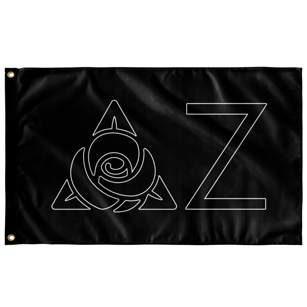 Delta Zeta Icon Sorority Flag - Black & White Outline