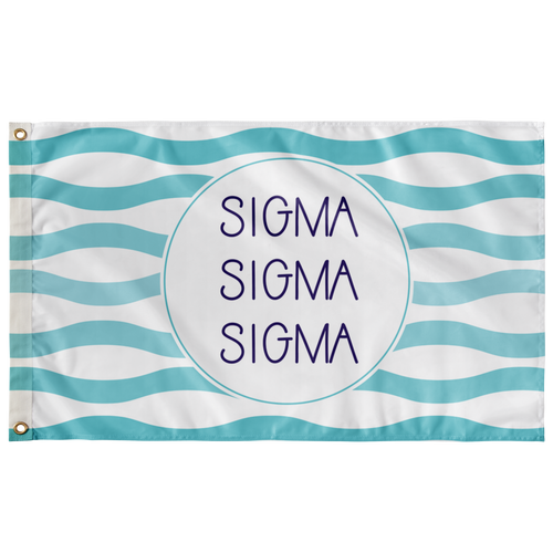 Sigma Sigma Sigma Waves Sorority Flag - Aqua