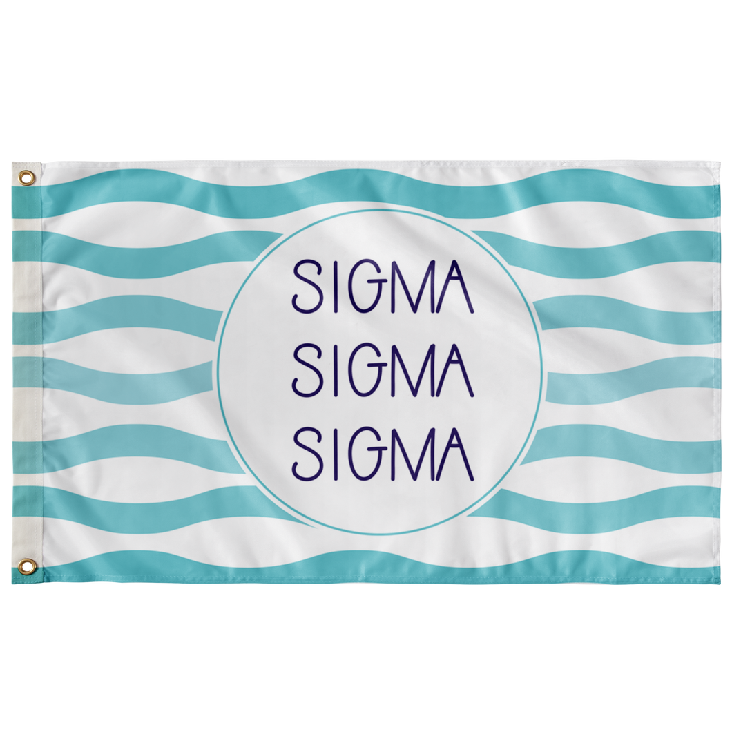 Sigma Sigma Sigma Waves Sorority Flag - Aqua