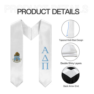 Alpha Delta Pi Graduation Stole With Crest - White