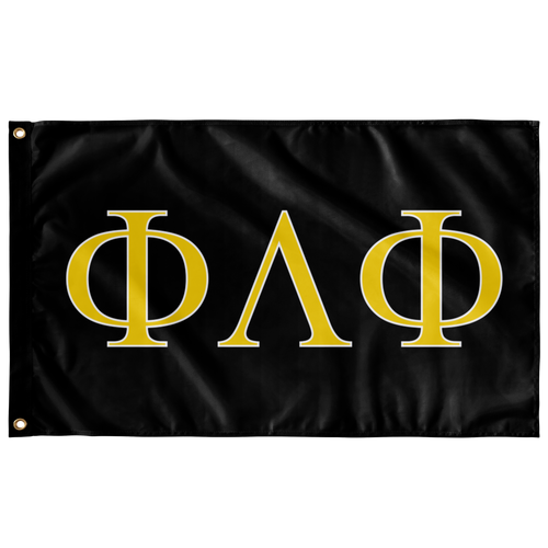 Phi Lambda Phi Greek Flag - Black, Maize & White