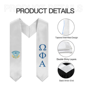 Omega Phi Alpha Graduation Stole With Crest - White