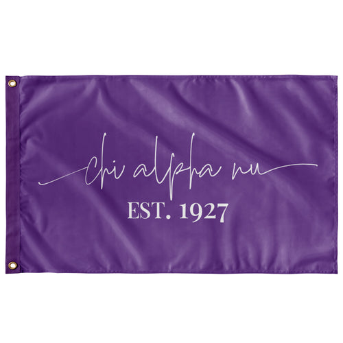 Chi Alpha Nu Sorority Script Flag - Grape & White