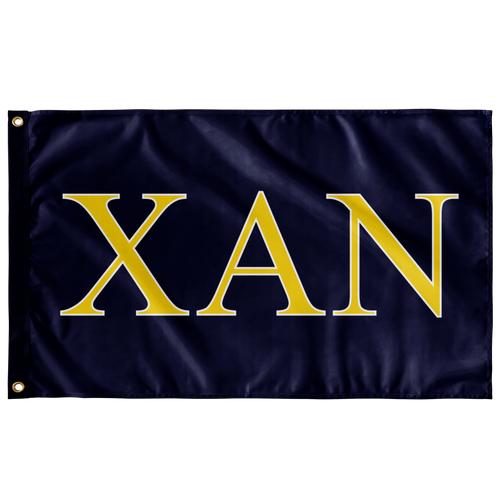 Chi Alpha Nu Fraternity Flag - Navy, Maize & White