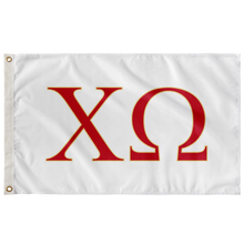 Load image into Gallery viewer, Chi Omega Sorority Flag - White, Cardinal &amp; Straw