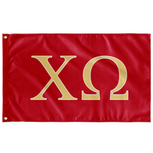 Load image into Gallery viewer, Chi Omega Sorority Flag -  Cardinal, Straw &amp; White