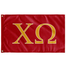 Load image into Gallery viewer, Chi Omega Sorority Flag - Red, Light Gold &amp; White