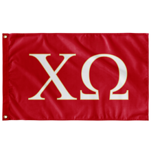 Load image into Gallery viewer, Chi Omega Sorority Flag - Cardinal, White &amp; Straw