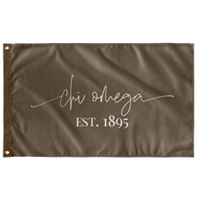 Load image into Gallery viewer, Chi Omega Sorority Script Flag - Pecan Brown &amp; White
