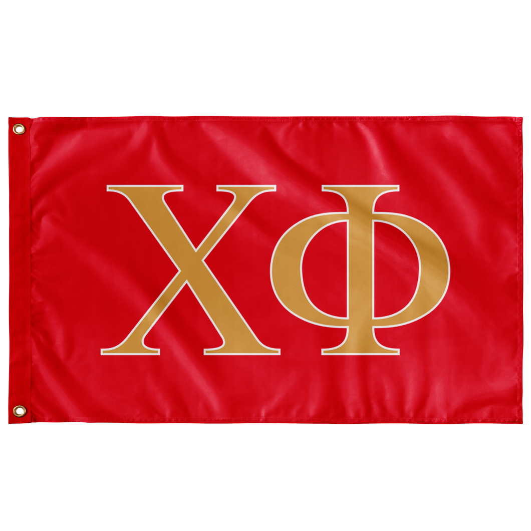 Chi Phi Fraternity Flag - Scarlet and Gold