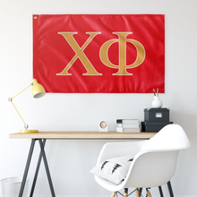 Load image into Gallery viewer, Chi Phi Fraternity Flag - Scarlet, Gold &amp; White