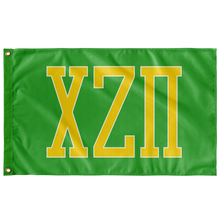Load image into Gallery viewer, Chi Zeta Pi Collegiate Block Greek Flag - Bright Green, Maize &amp; White