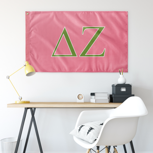 Delta Zeta Sorority Flag - Pink, Green & White