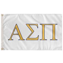 Load image into Gallery viewer, Alpha Sigma Pi Greek Flag - White, Bright Yellow &amp; Royal