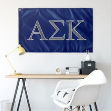Load image into Gallery viewer, Alpha Sigma Kappa Sorority Flag - Royal, Silver &amp; White