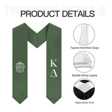 Load image into Gallery viewer, Kappa Delta Graduation Stole With Crest - Dark Olive &amp; White