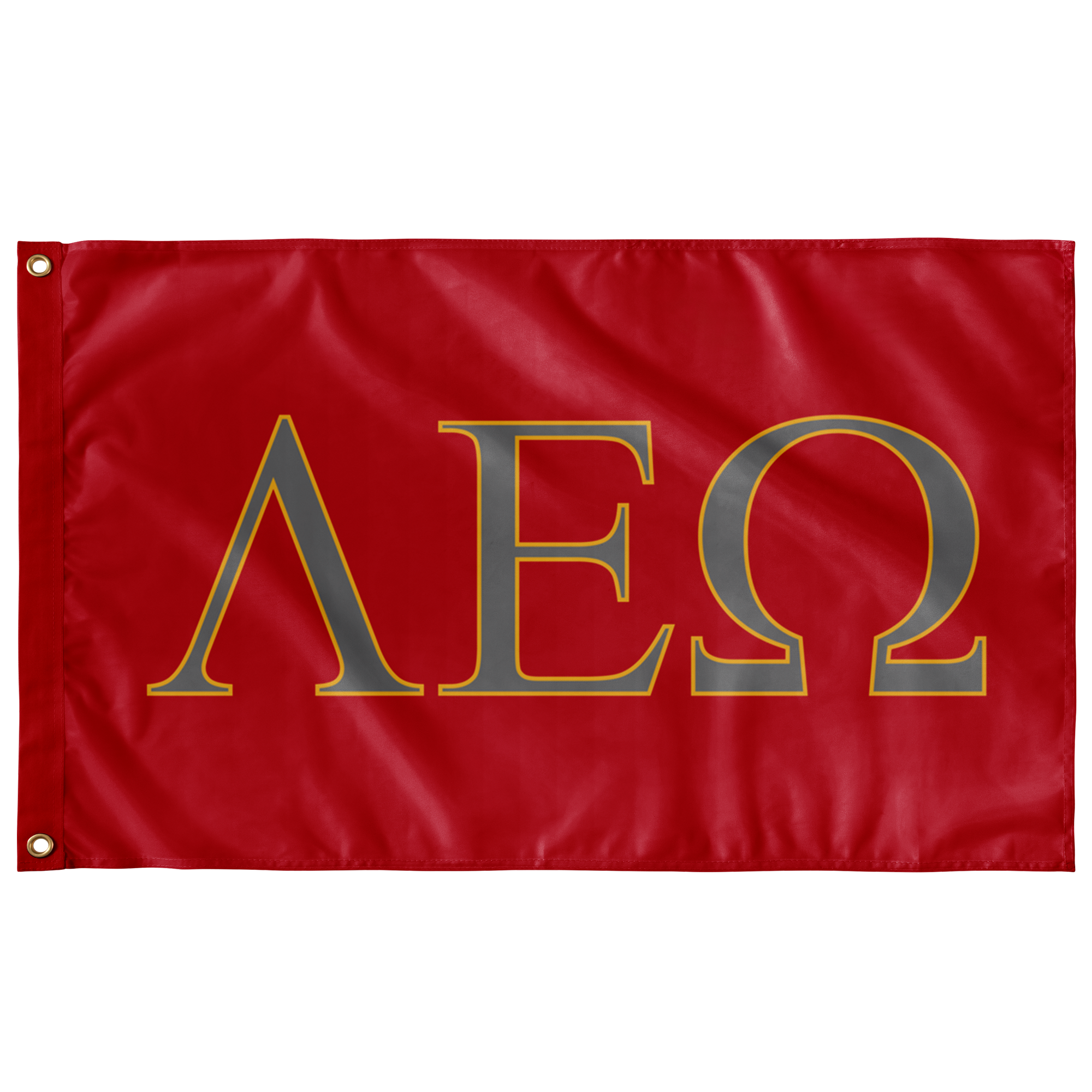 Lambda Epsilon Omega Greek Flag Red Silver Light Gold