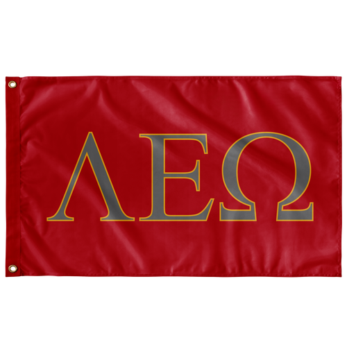 Lambda Epsilon Omega Greek Flag - Red, Silver & Light Gold