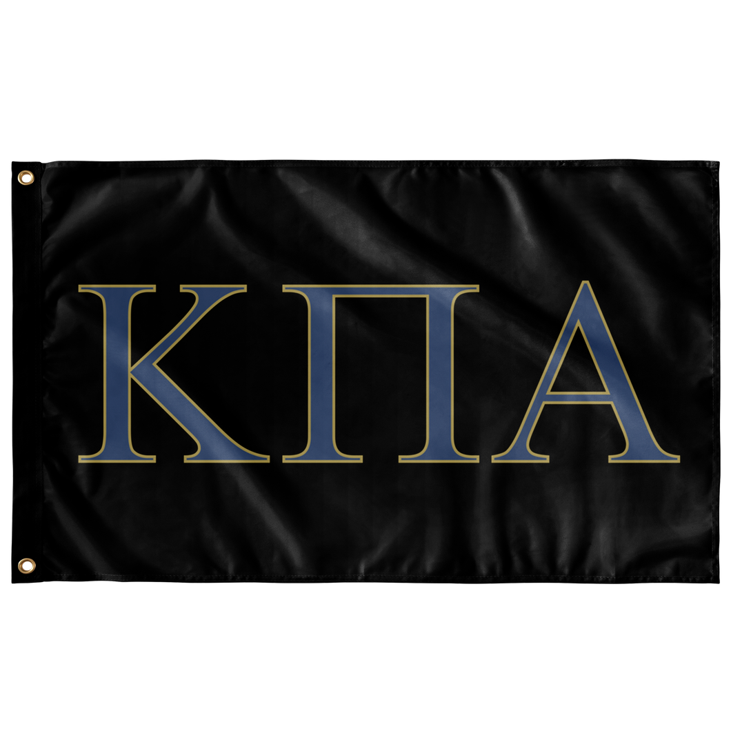 Kappa Pi Alpha Greek Flag - Black, Denim & Flax Gold