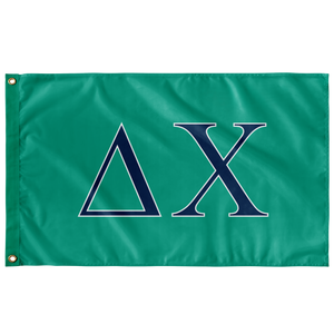 Delta Chi Fraternity Flag - Blue Green, Navy Blue & White