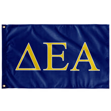Load image into Gallery viewer, Delta Epsilon Alpha Fraternity Flag - Royal, Maize &amp; White