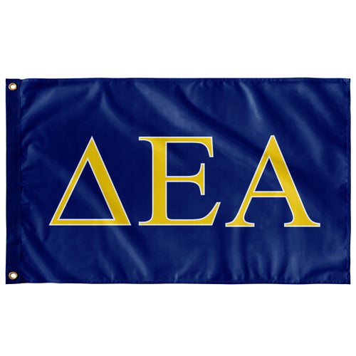 Delta Epsilon Alpha Fraternity Flag - Royal, Maize & White