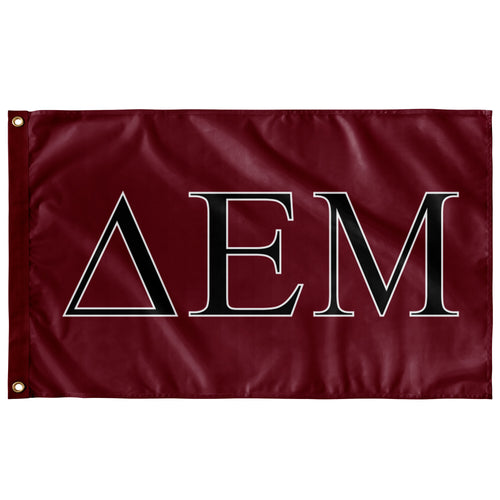 Delta Epsilon Mu Fraternity Flag - Foliage Rose, Black & White