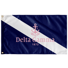Load image into Gallery viewer, Delta Gamma Slash Logo Sorority Flag - Navy, White &amp; Pink
