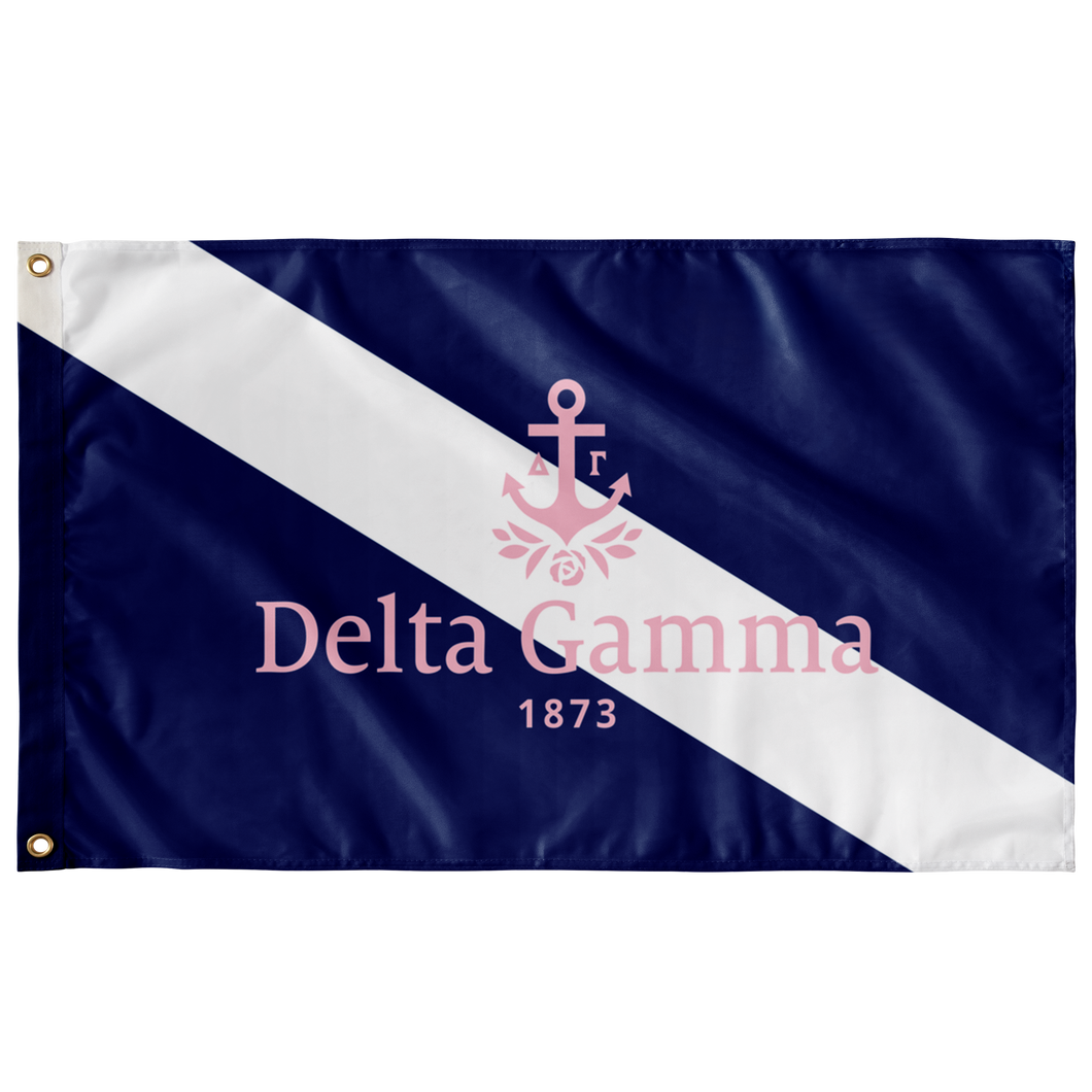 Delta Gamma Slash Logo Sorority Flag - Navy, White & Pink