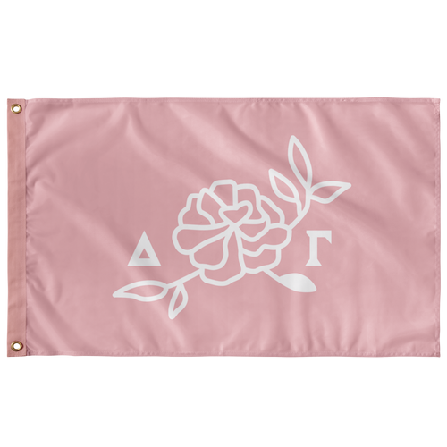 Delta Gamma Flower Icon Sorority Flag - Pink & White