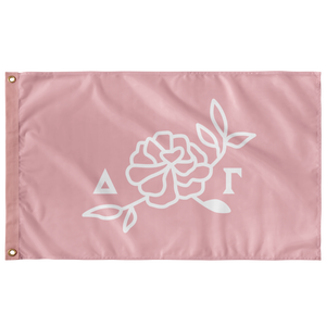 Delta Gamma Flower Icon Sorority Flag - Pink & White