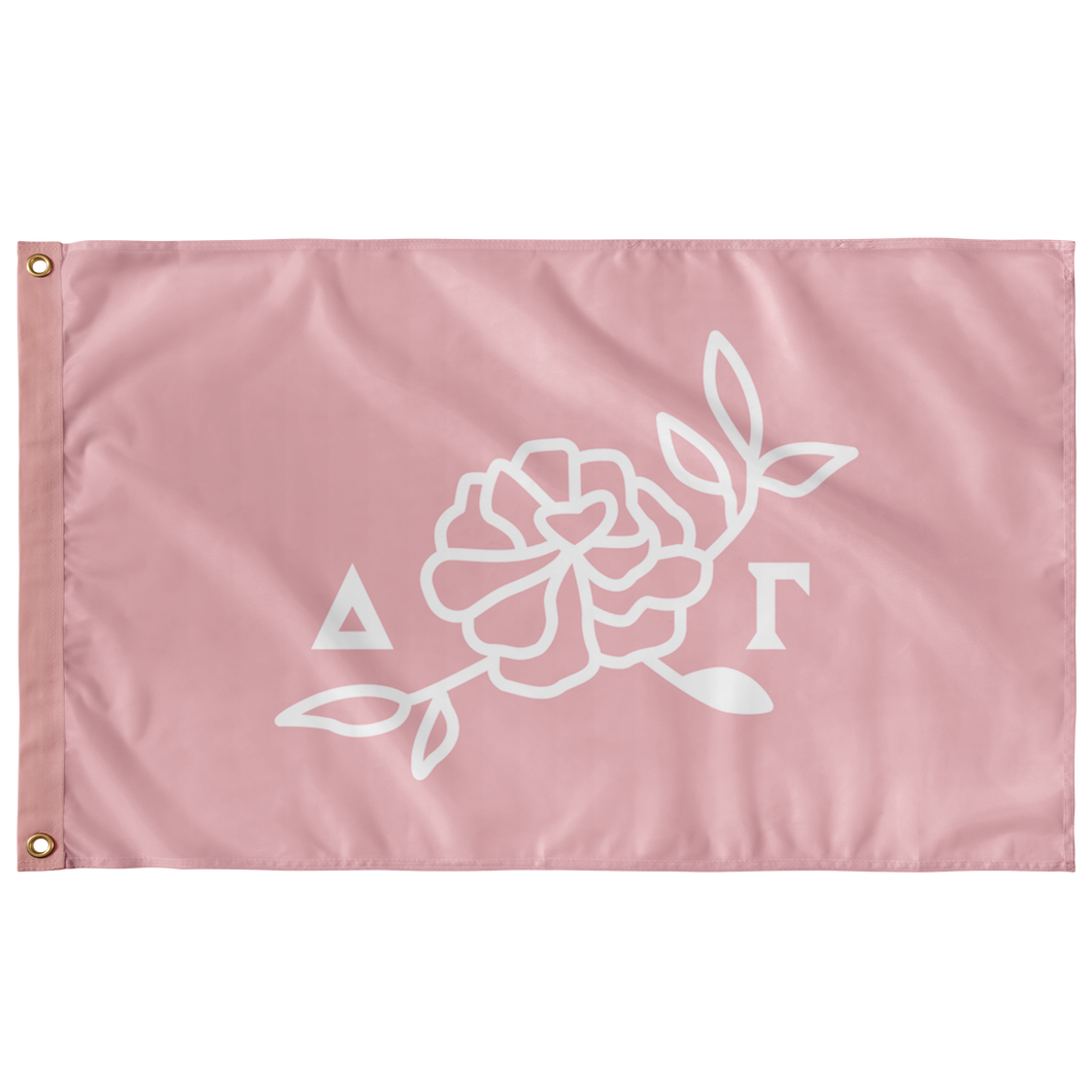 Delta Gamma Flower Icon Sorority Flag - Pink & White