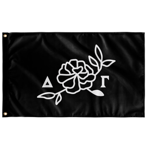 Delta Gamma Flower Icon Sorority Flag - Black & White