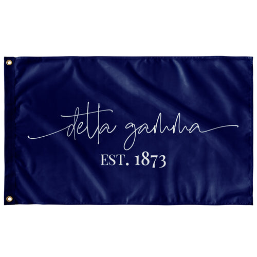 Delta Gamma Sorority Script Flag - DG Navy & White