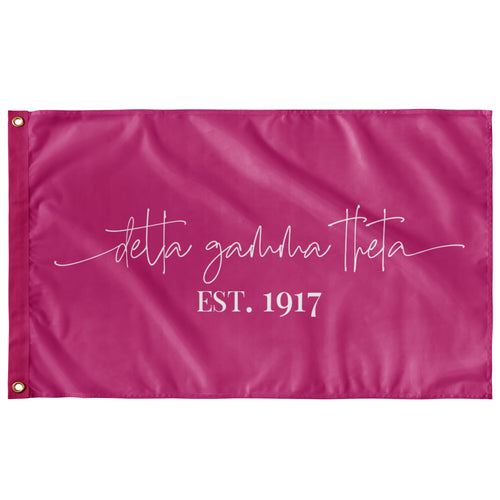Delta Theta Gamma Sorority Script Flag - Barbie Pink & White