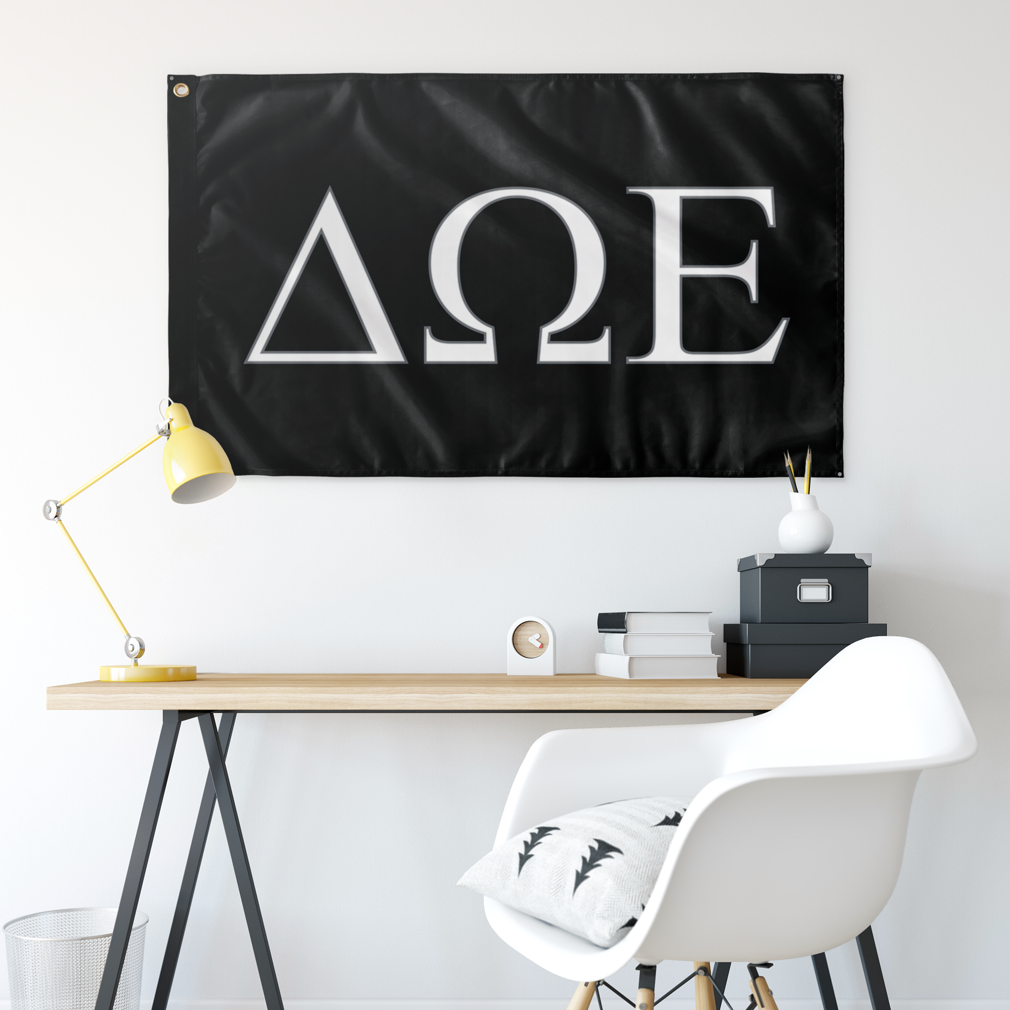 Delta Omega Epsilon Fraternity Flag Black White Metal