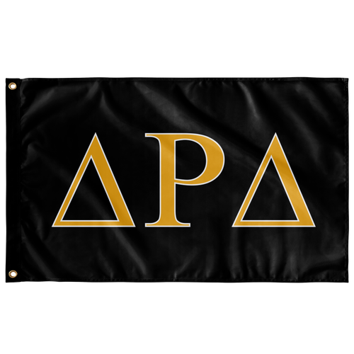 Delta Rho Delta Fraternity Flag - Black, Light Gold & White